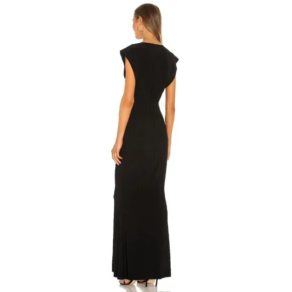 Norma Kamali V Neck Rectangle Gown in Black Small New Womens Long Dress - Picture 2 of 16